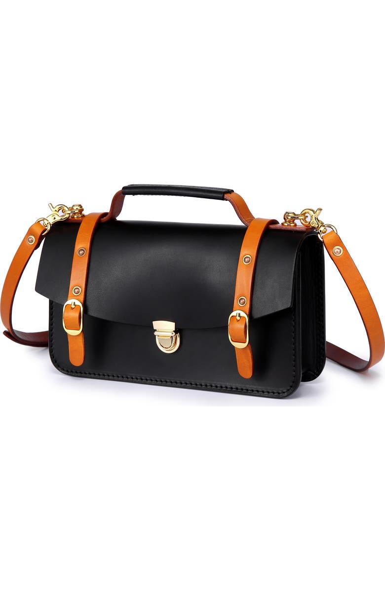 OLD TREND Leather Messenger Bag, Alternate, color, Black