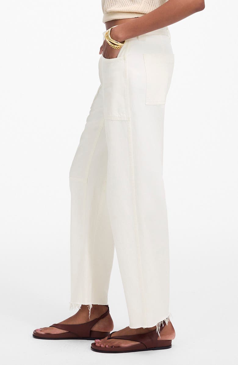 Madewell The Darted Raw Hem Barrel Leg Utility Jeans, Alternate, color, Tile White