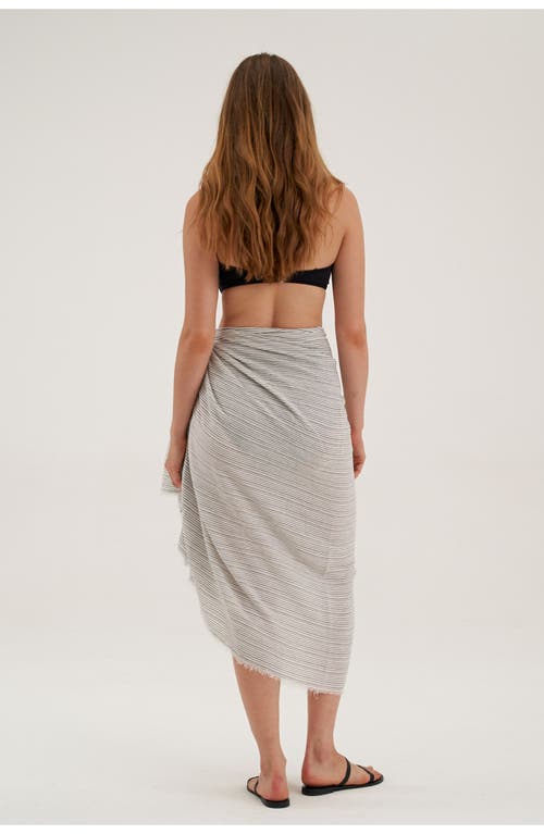 Gottex Beach Life Smile Swim Cover Up Sarong Wrap Skirt In Black/ivory