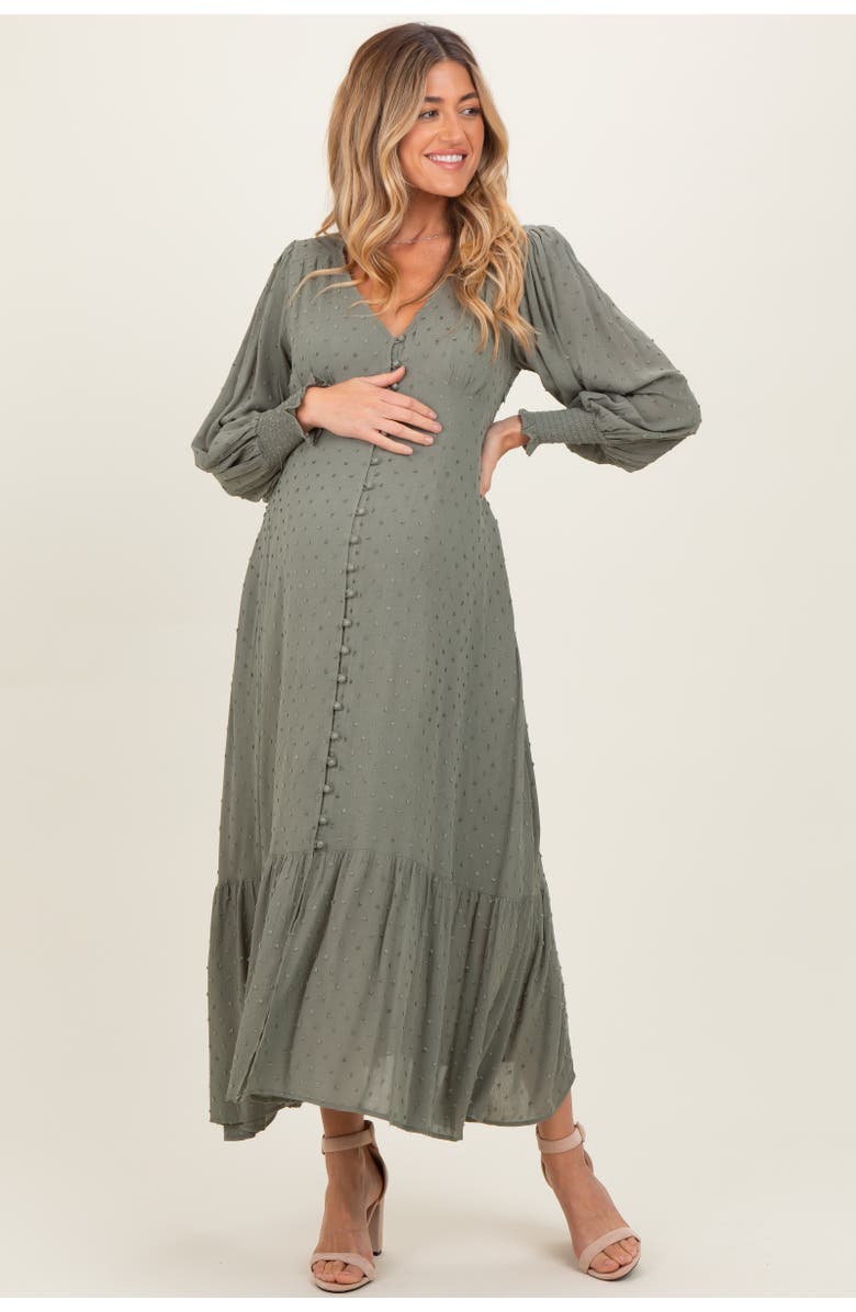 PinkBlush Swiss Dot Button Down Maxi Dress, Main, color, 