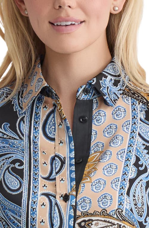 Jones New York Mixed Paisley Button-up Shirt In Blue