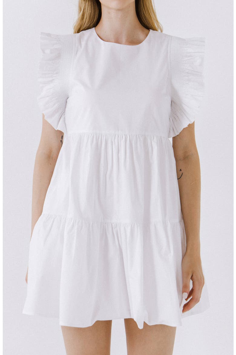 Ruffle Babydoll Minidress, Alternate, color, WHITE