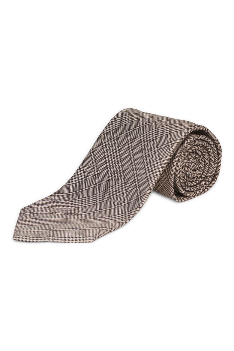 Prince of Wales Check Silk Tie, Main, color, BEIGE MULTI