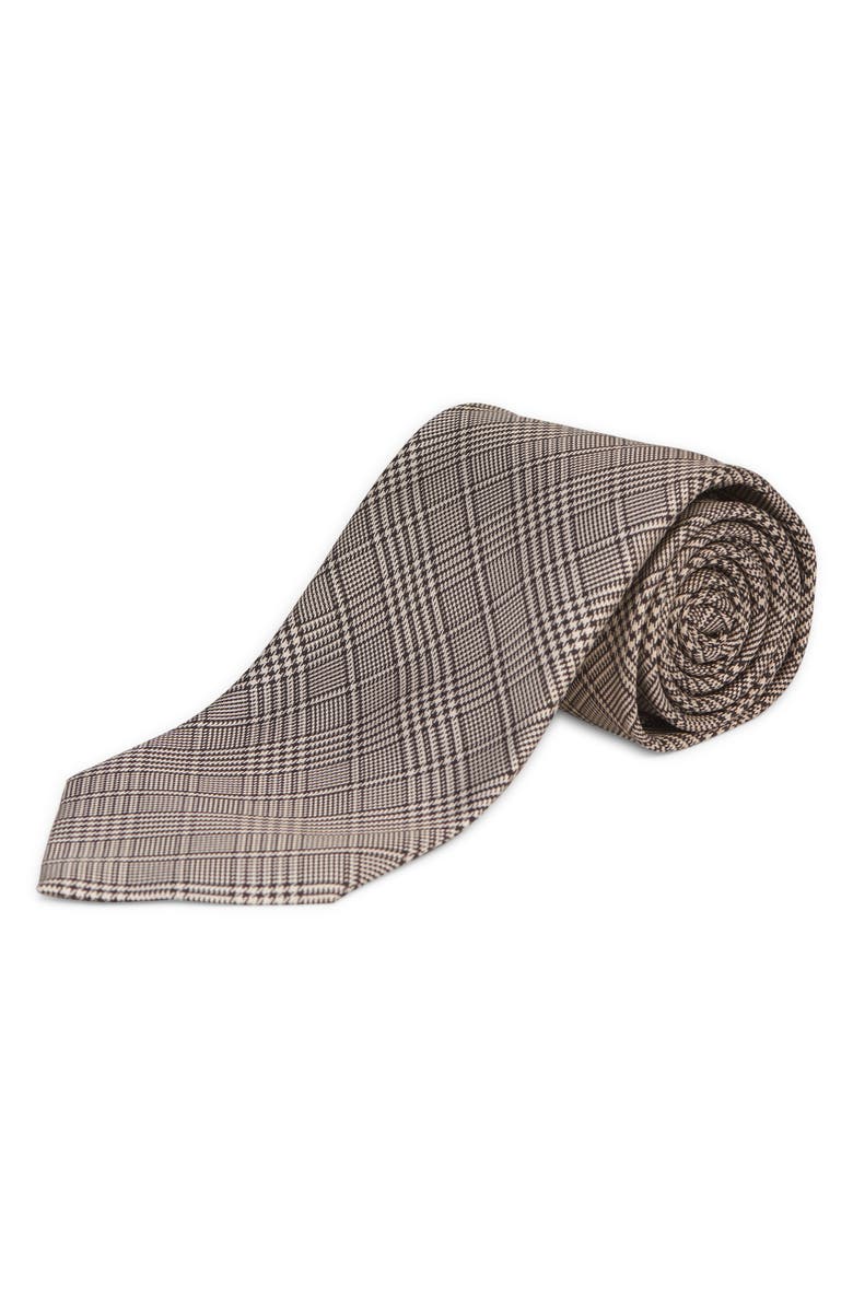 TOM FORD Prince of Wales Check Silk Tie, Main, color, Beige Multi