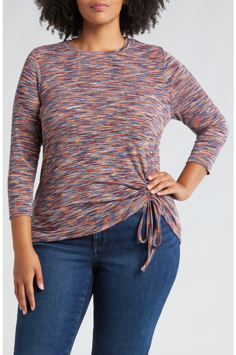 Space Dye Three-Quarter Sleeve Top, Main, color, CARNELIAN MULTI