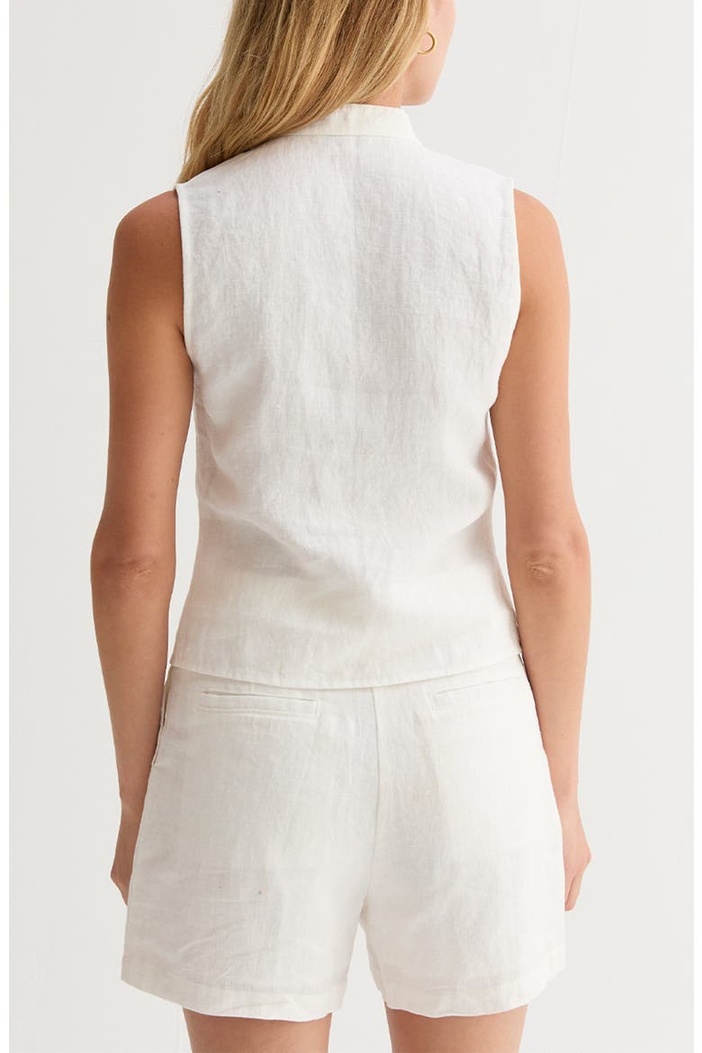 Sleeveless Mandarin Collar Blouse Top, Alternate, color, White