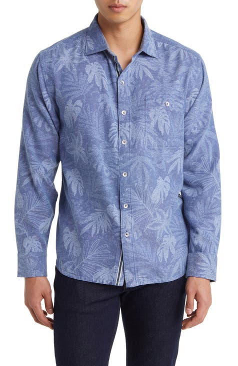 Canyon Beach Cloudy Fronds Flannel Button-Up Shirt