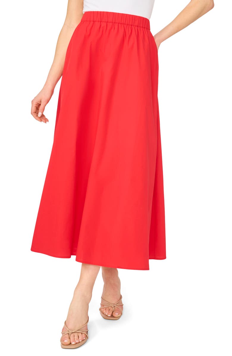 Ted Baker Cotton Maxi Skirt, Main, color, Classic Cherry