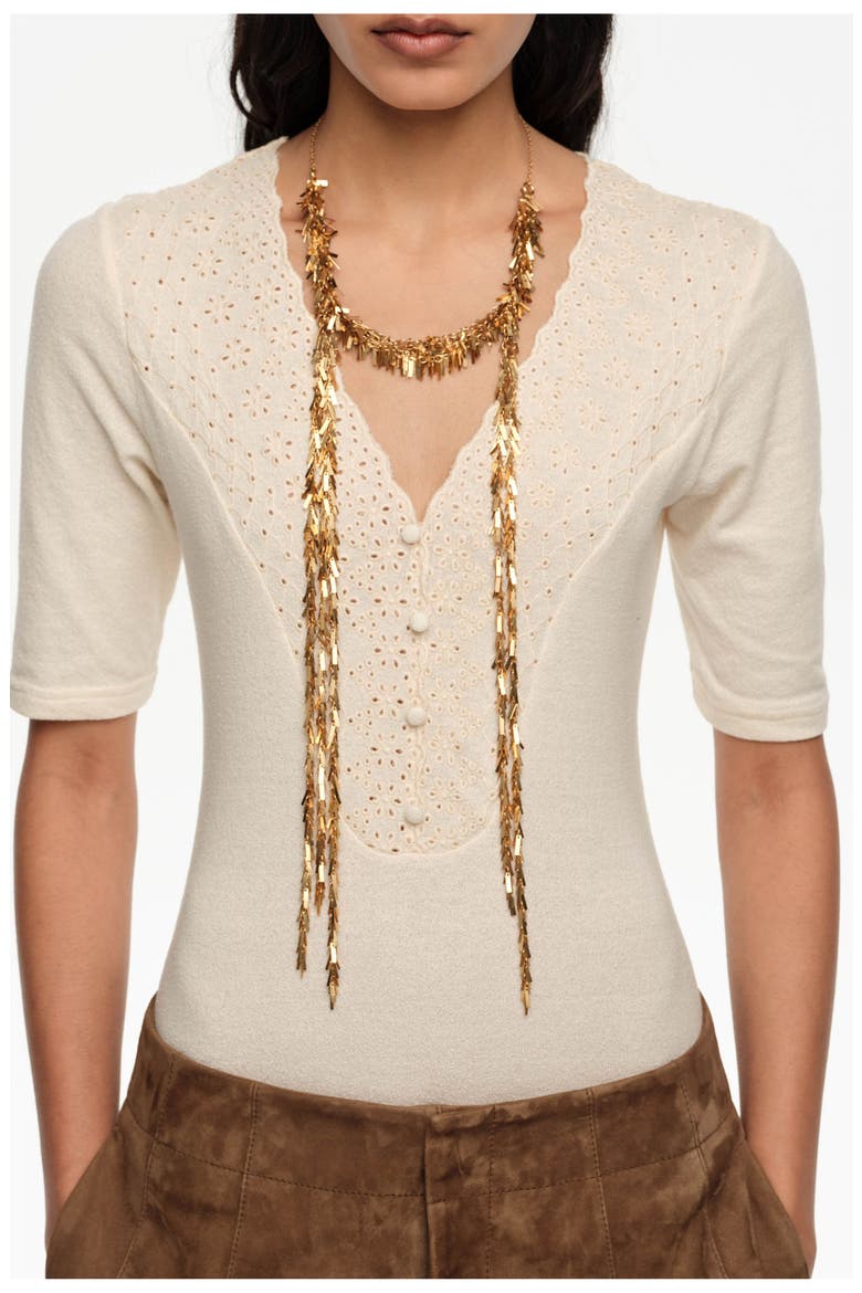Metal Chain Necklace With Fringe, Alternate, color, GOLD