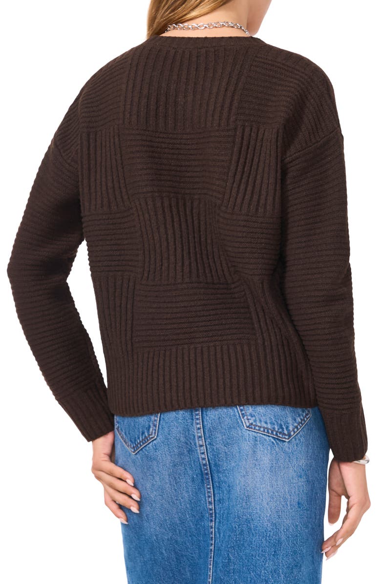1.STATE Check Pattern Crewneck Sweater, Alternate, color, Chocolate