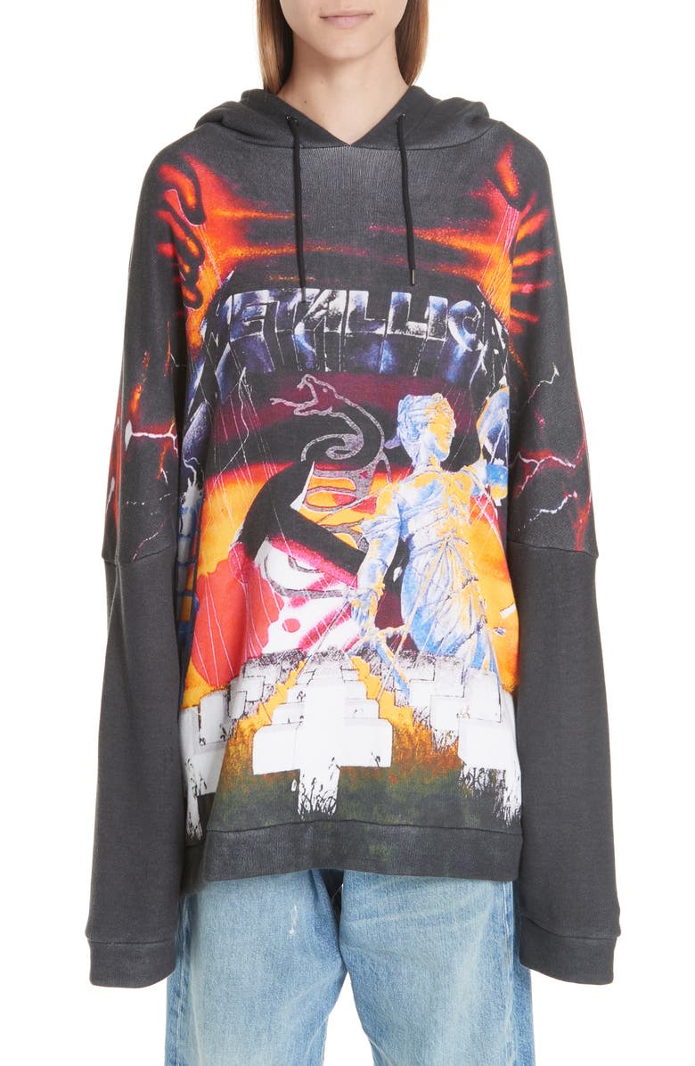 R13 Metallica Print Hoodie, Main, color,