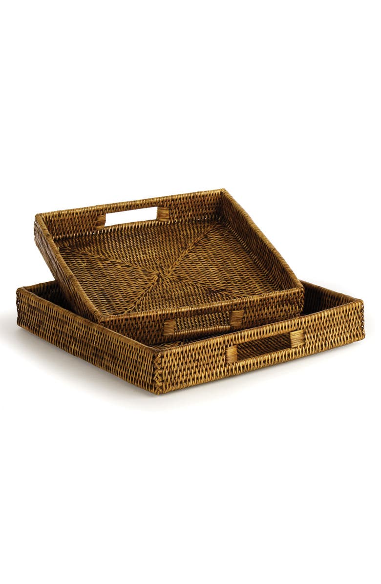 Napa Home & Garden Burma Rattan Square Table Decorative Trays Set of 2, Main, color, 