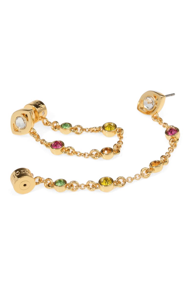 Evil Eye Front/Back Earrings, Alternate, color, GOLD/ MULTI