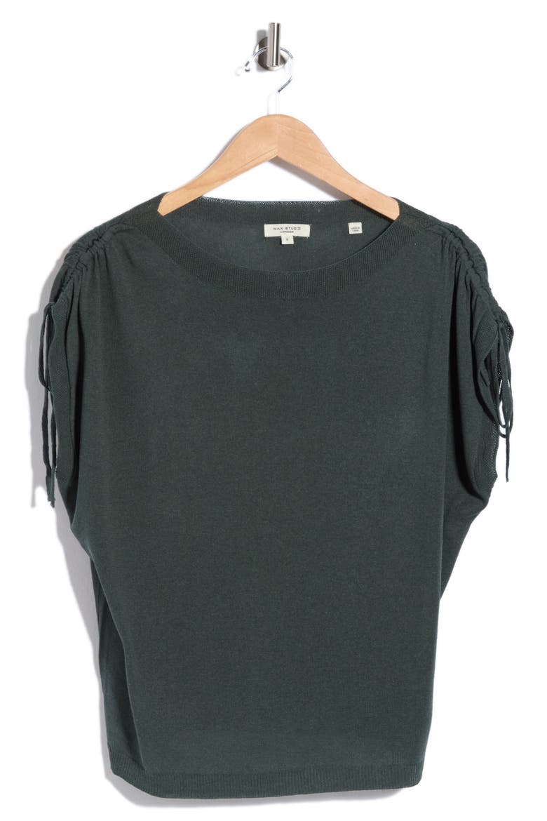 Ruched Tie Sleeve Sweater, Alternate, color, DEEP TEAL