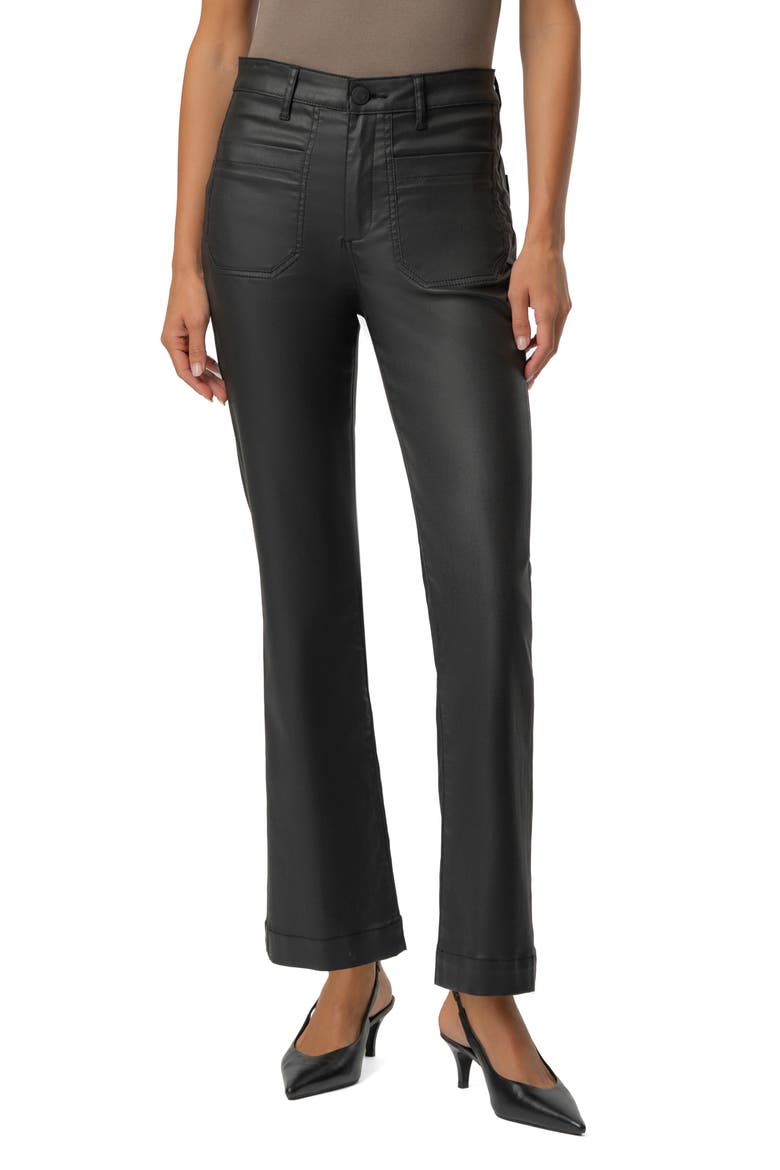 Kelsey Coated High Waist Flare Jeans, Main, color, MATTE BLACK