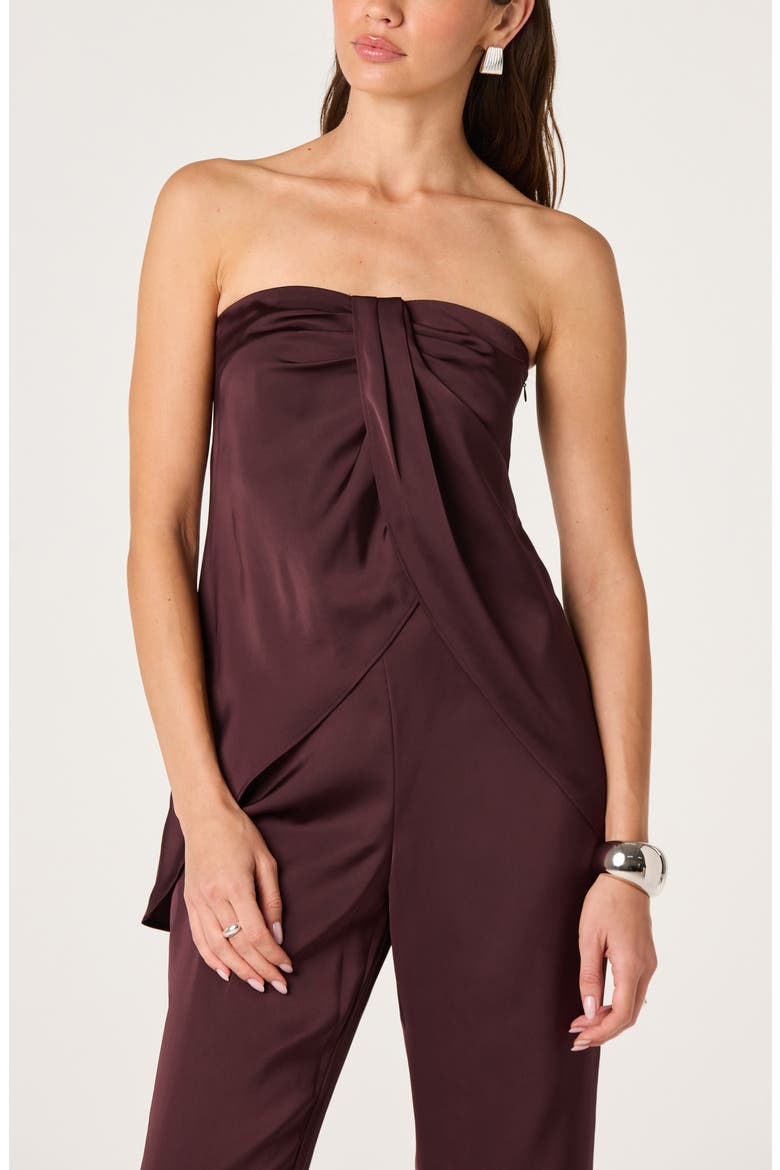 Keona Strapless Twisted Front Top, Main, color, RAISIN