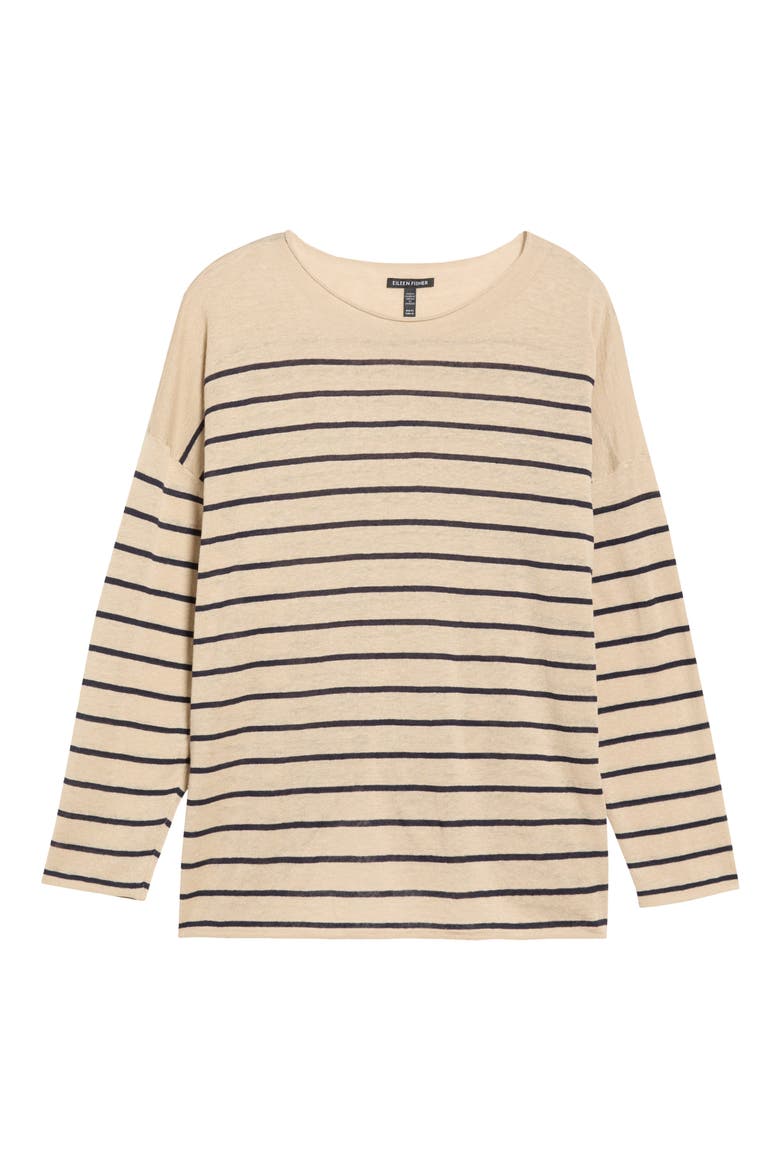 Organic Linen & Organic Cotton Crewneck Sweater, Alternate, color, INK