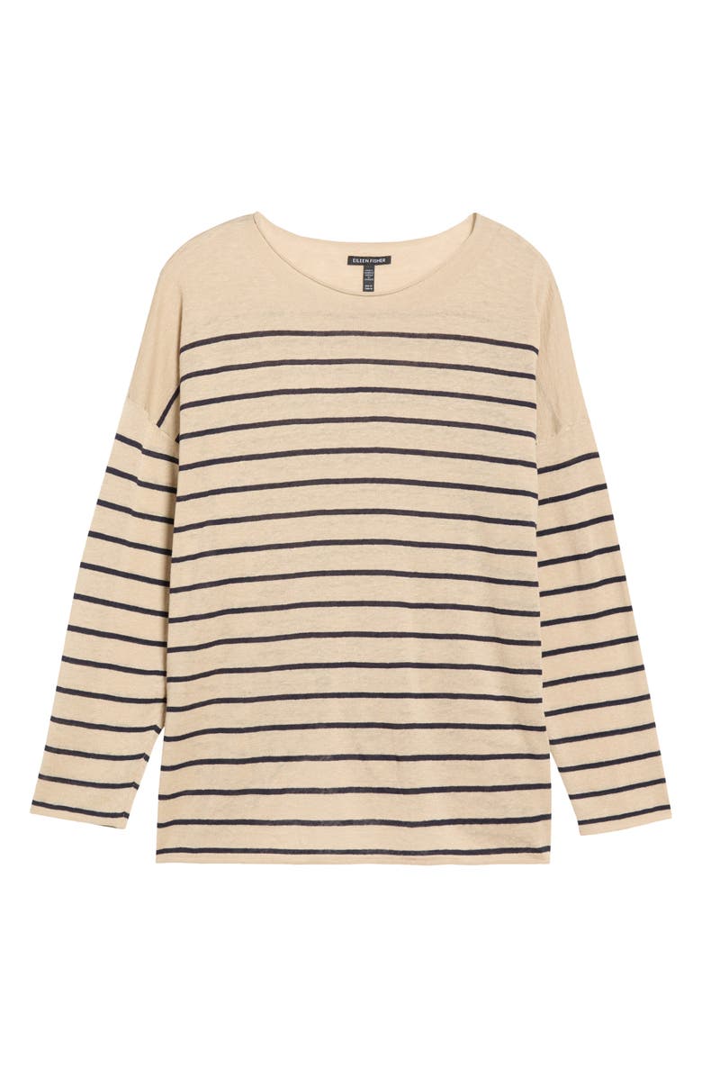 Eileen Fisher Organic Linen & Organic Cotton Crewneck Sweater, Alternate, color, Ink