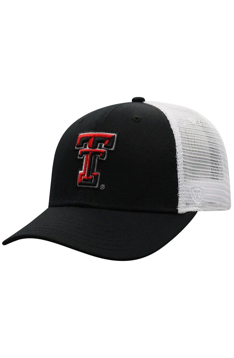 TOP OF THE WORLD Men's Top of the World Black/White Texas Tech Red Raiders Trucker Snapback Hat, Main, color, Black