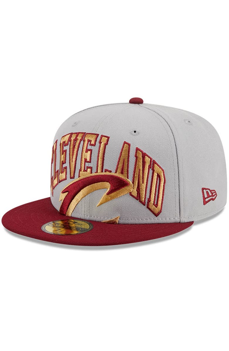 New Era Men's New Era Gray/Wine Cleveland Cavaliers Tip-Off Two-Tone 59FIFTY Fitted Hat, Main, color, Gray