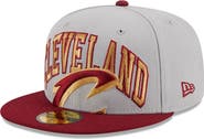 New Era Men's New Era Gray/Wine Cleveland Cavaliers Tip-Off Two-Tone 59FIFTY Fitted Hat