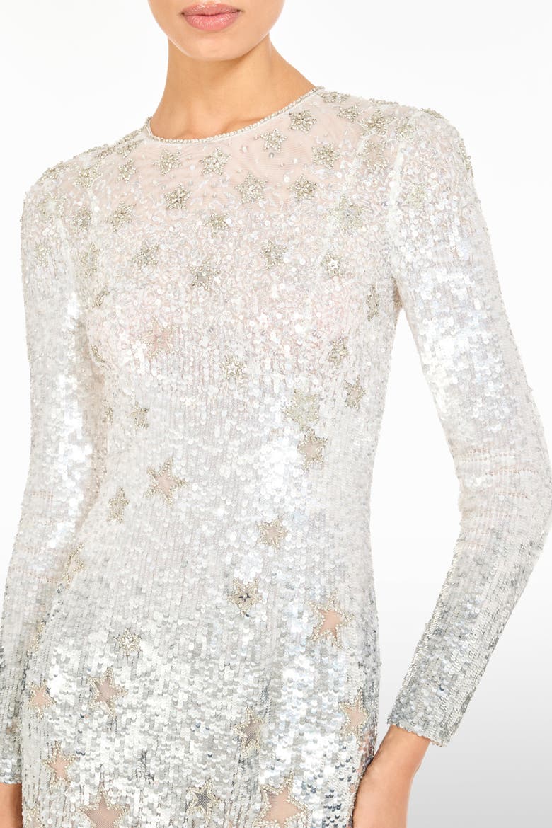 Alexis Star Sequin Embellished Mini Dress, Alternate, color, Ivory