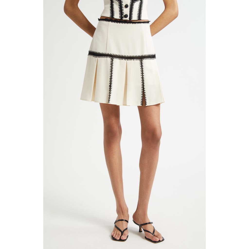 Cinq À Sept Sinclaire Crochet Pleated Skirt In White