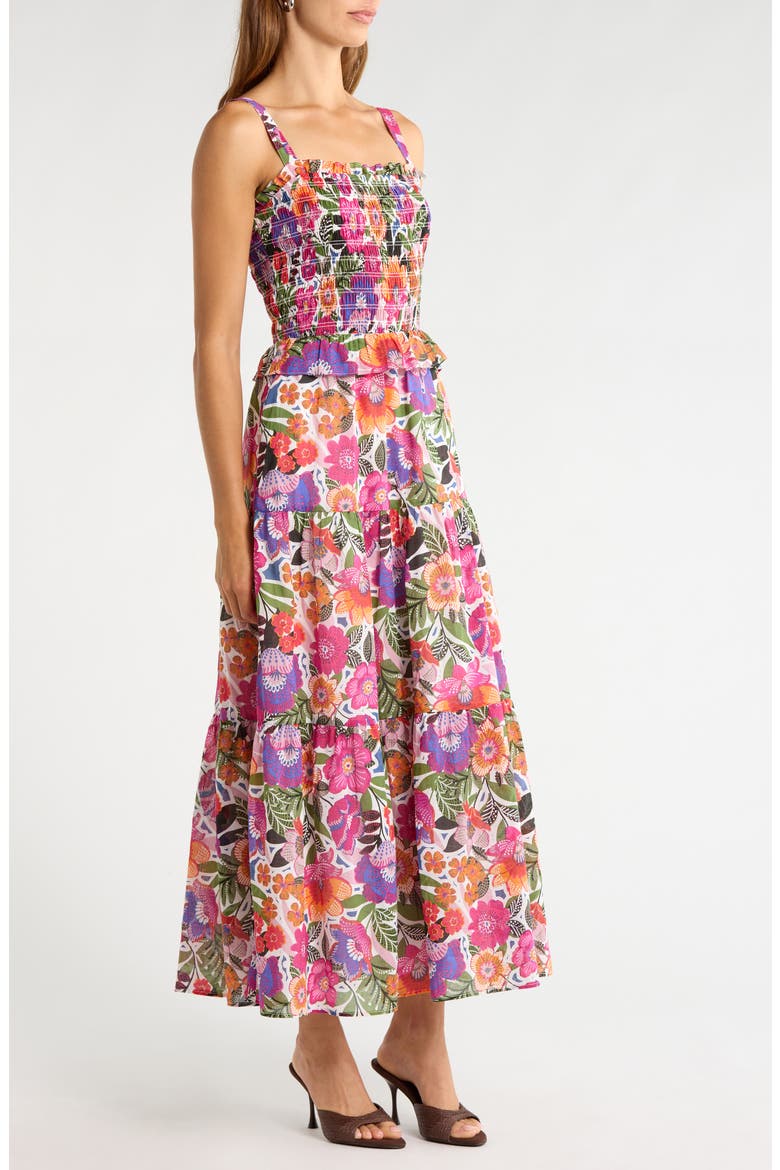 Rendal Floral Smock Midi Sundress, Alternate, color, FLORAL-MULTI