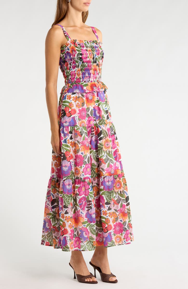 SUGARLIPS Rendal Floral Smock Midi Sundress, Alternate, color, Floral-Multi
