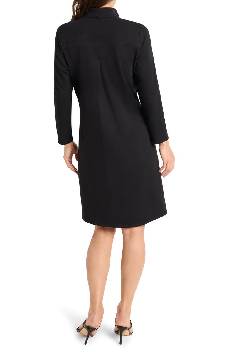 NIC+ZOE Ruffled Long Sleeve Knit Dress, Alternate, color, Black Onyx