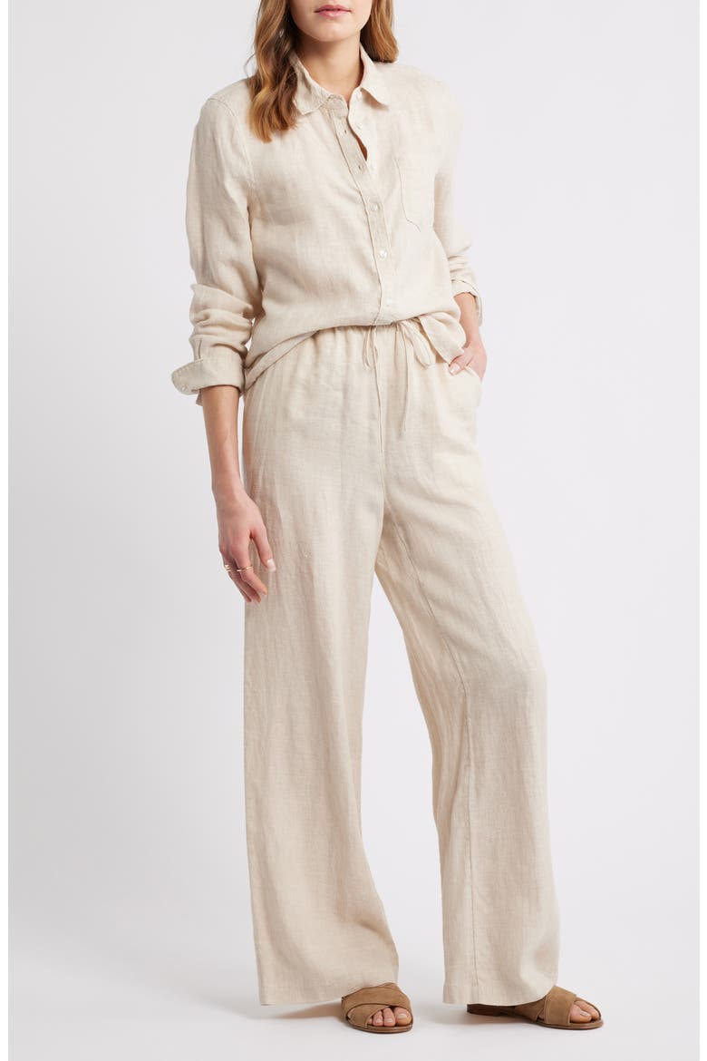 Easy Wide Leg Linen Pants, Alternate, color, FLAX
