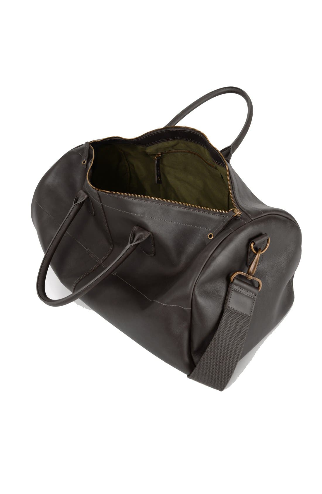 'Calexico' Leather Duffel Bag, Alternate, color, BLACK