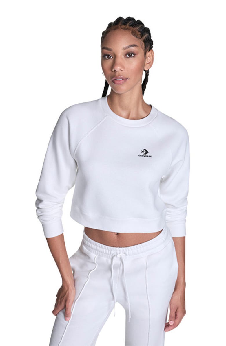 Converse Star Chevron Cropped Crewneck, Alternate, color, White 10A