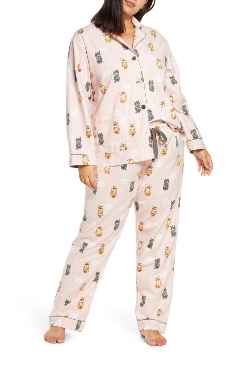 Print Flannel Pajamas, Main, color, BLUSH