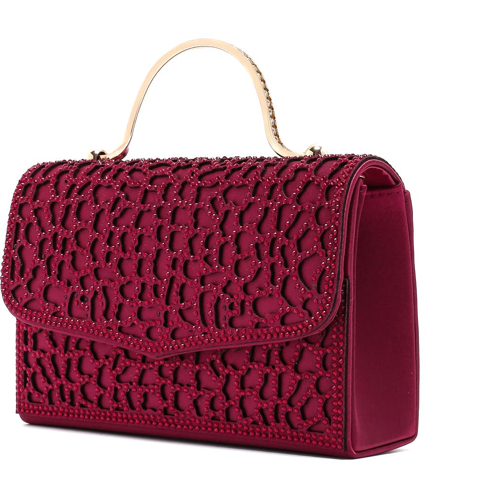 Lady Couture Rhinestone Handbag In Burgundy