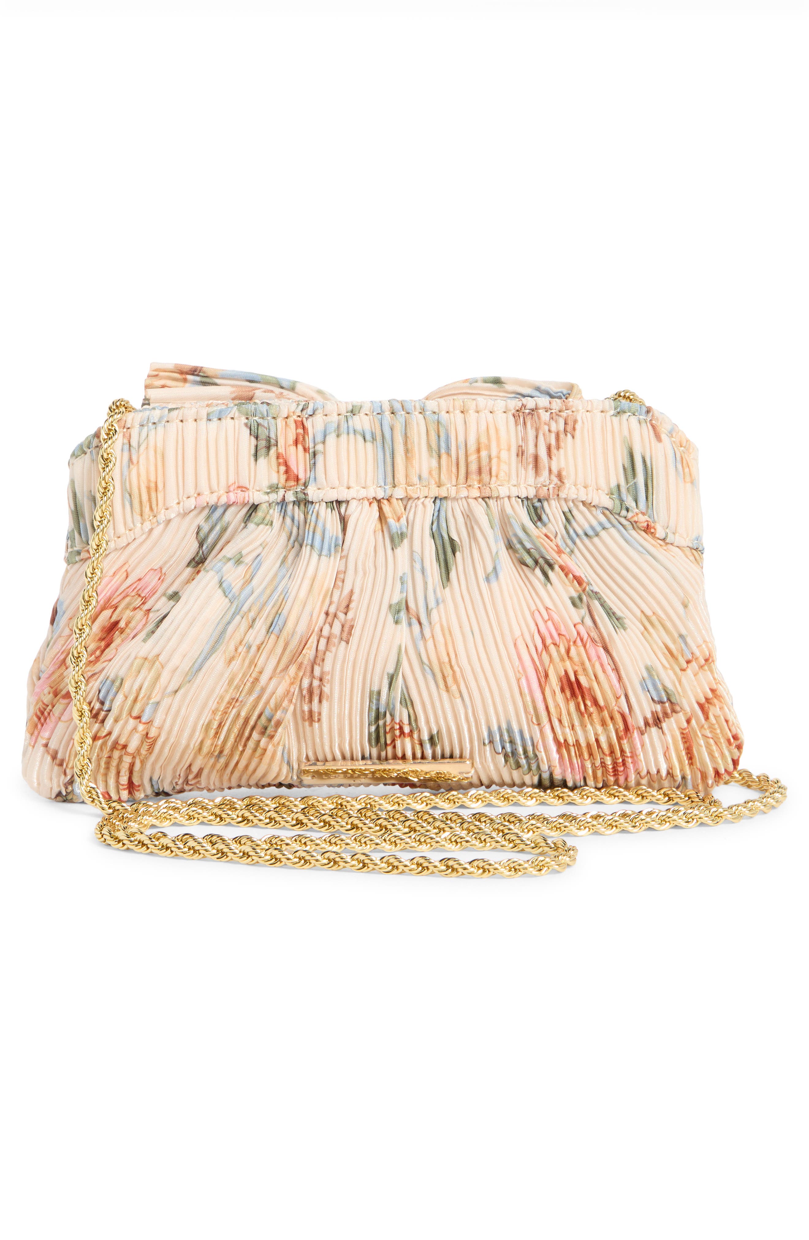 Loeffler Randall Rochelle Pleated Mini Clutch, Alternate, color, Cream/ Blue Floral Multi