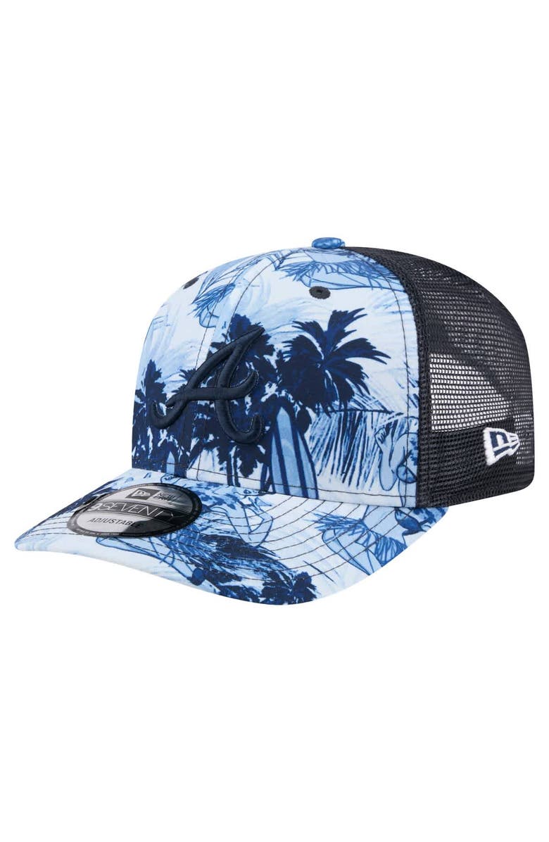 New Era Men's New Era Navy Atlanta Braves Hula Trucker 9SEVENTY Adjustable Hat, Main, color,