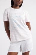 Caslon® Stripe Embroidered Script Cotton Graphic T-Shirt