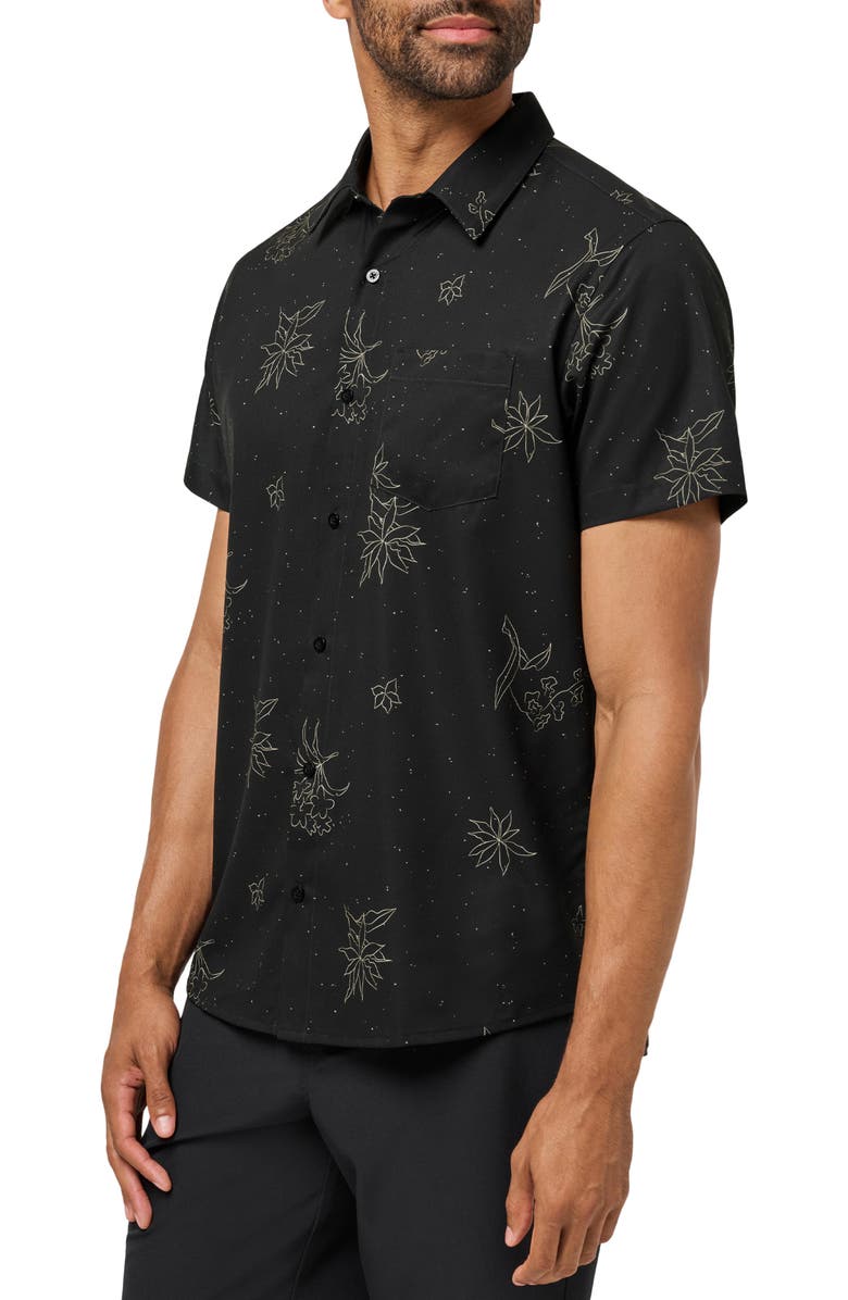 TravisMathew Holding Co Performance Print Shirt, Alternate, color, Black