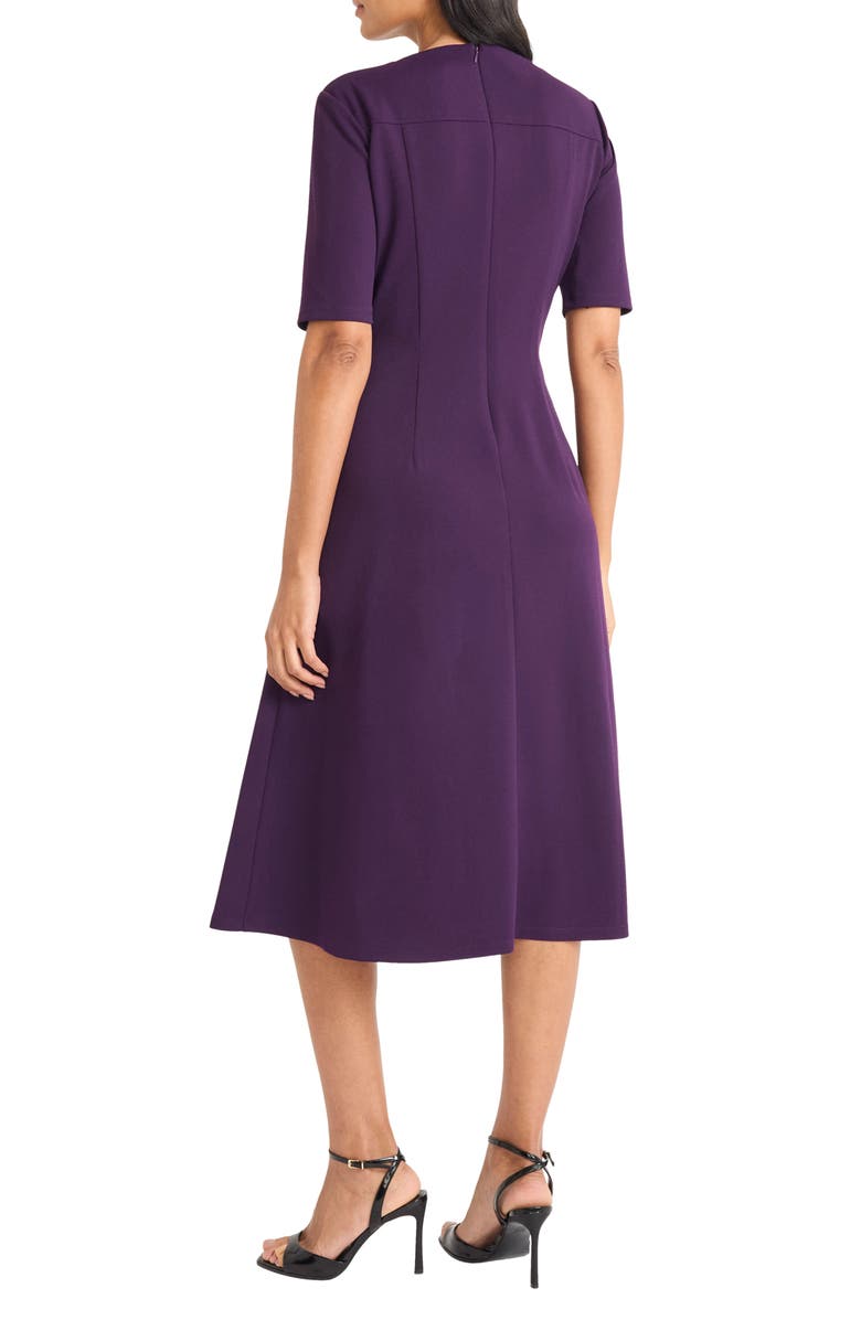 Maggy London Double Pleat A-Line Midi Dress, Alternate, color, Luxe Plum