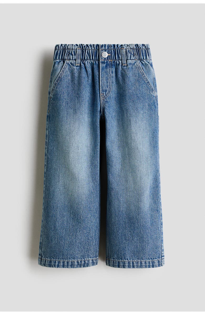 H&M Wide Leg Paper Bag Jeans, Main, color, Denim Blue