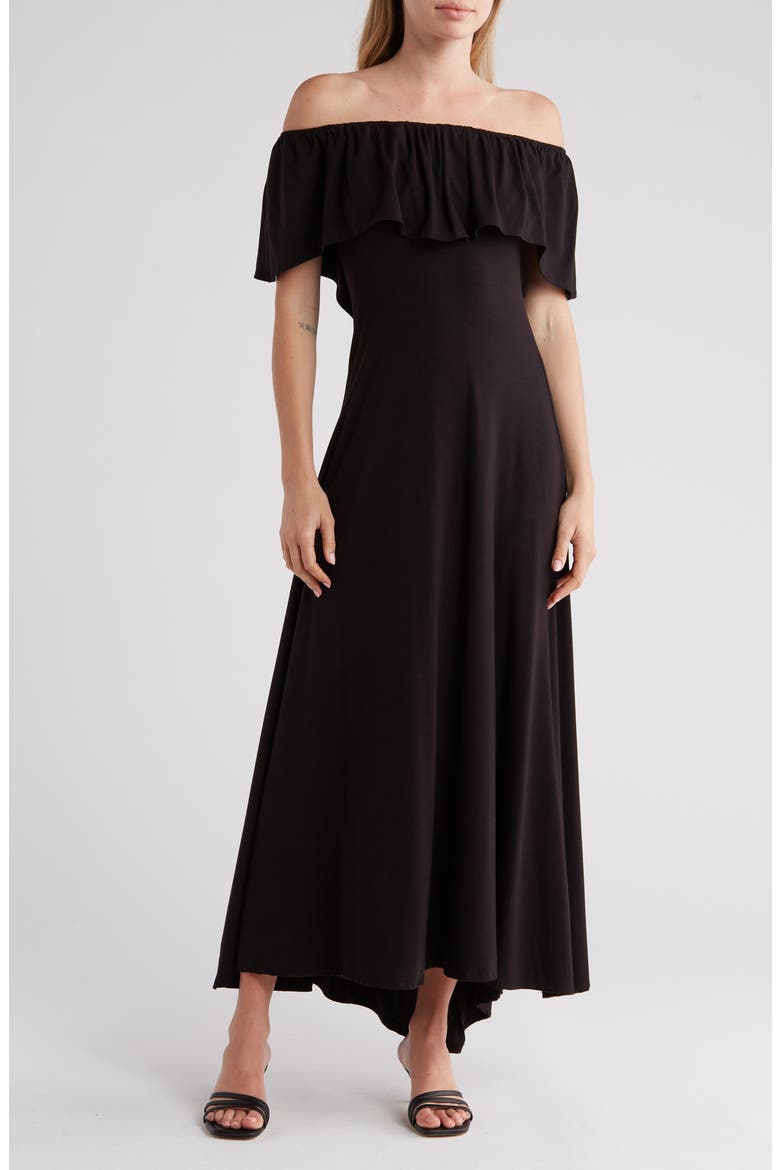 Off the Shoulder Maxi Dress, Main, color, BLACK