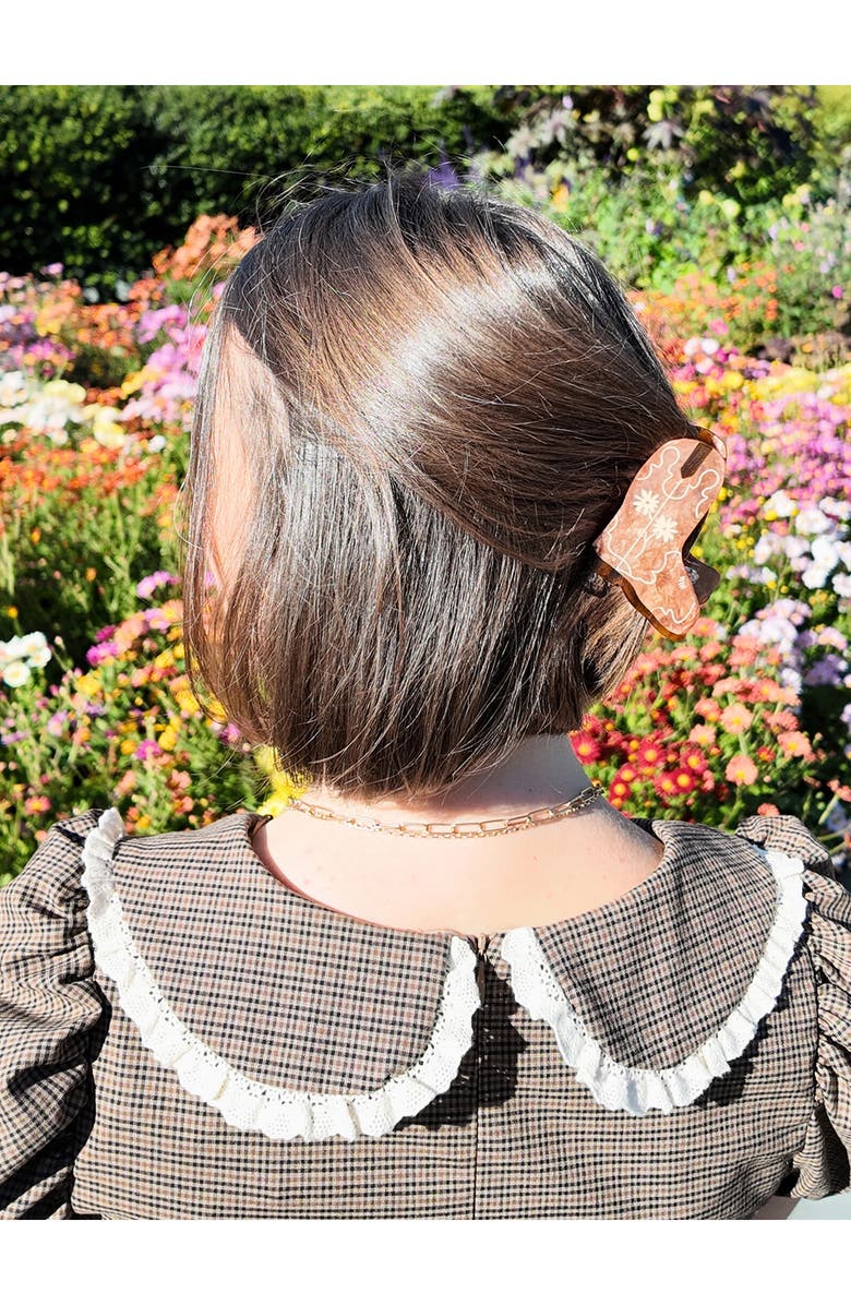 Solar Eclipse Daisy Cowboy Boot Hair Claw Clip, Alternate, color, Brown