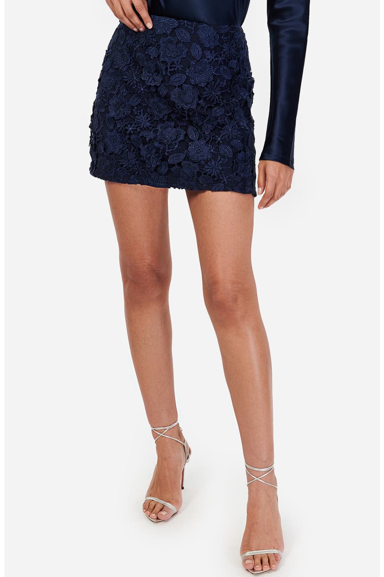 Florcienta Floral Lace Miniskirt, Main, color, NAVY