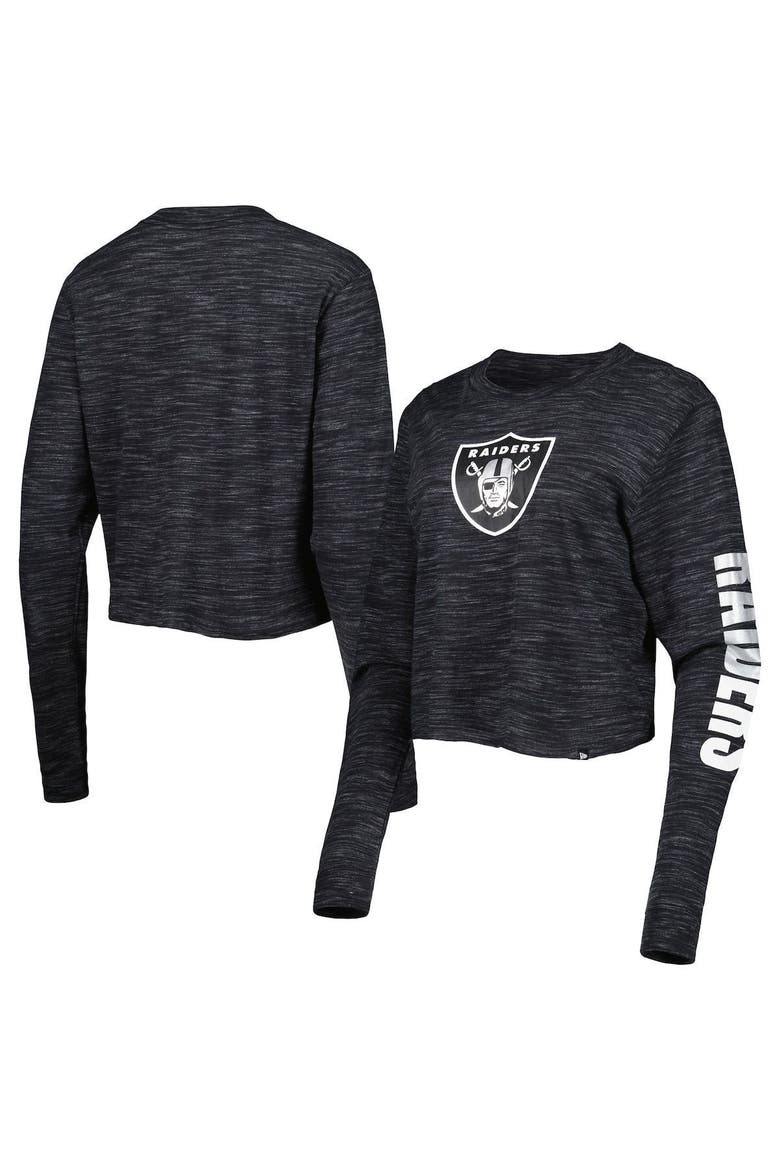 Women's New Era Black Las Vegas Raiders Crop Long Sleeve T-Shirt, Main, color, Black