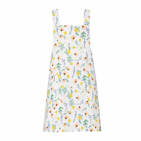 Tossed Floral Pinafore Apron Multi Cotton Everyday