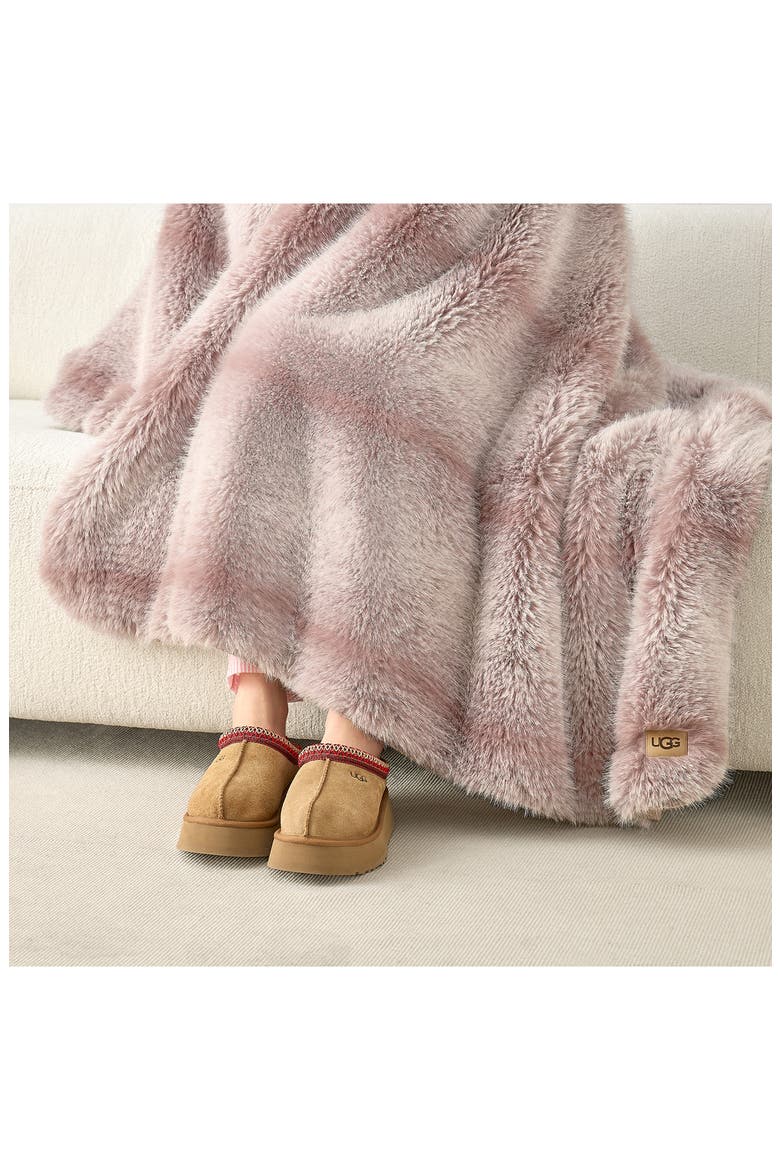 Clyde Faux Fur Throw Blanket, Alternate, color, DUSK/ SNOW