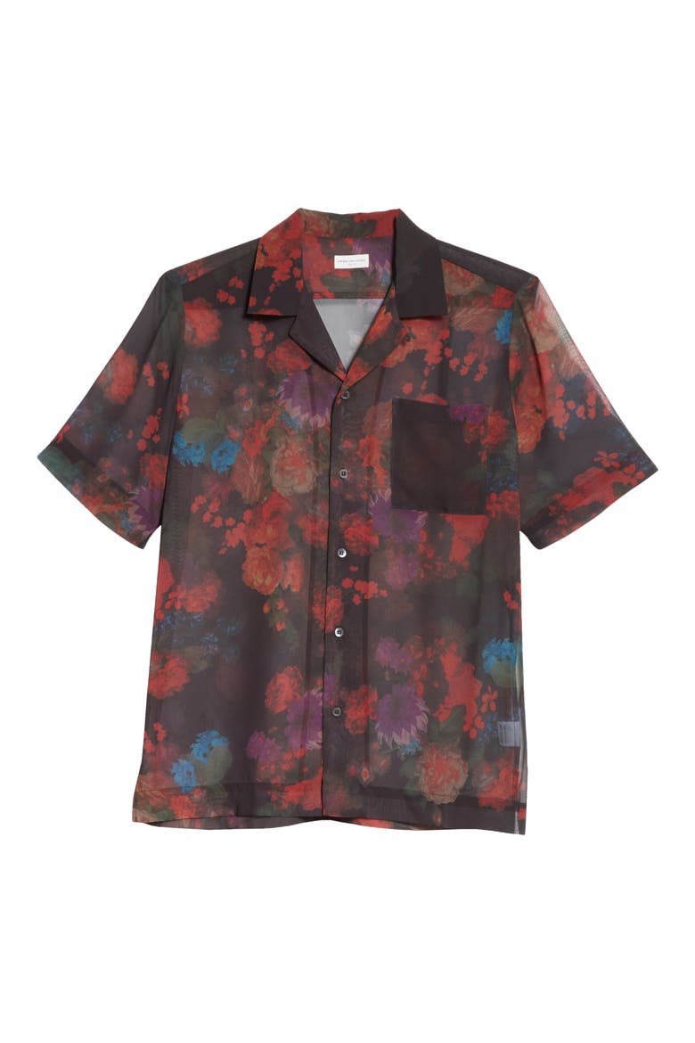 Carltone Floral Short Sleeve Button-Up Shirt, Alternate, color, BLACK MULTI