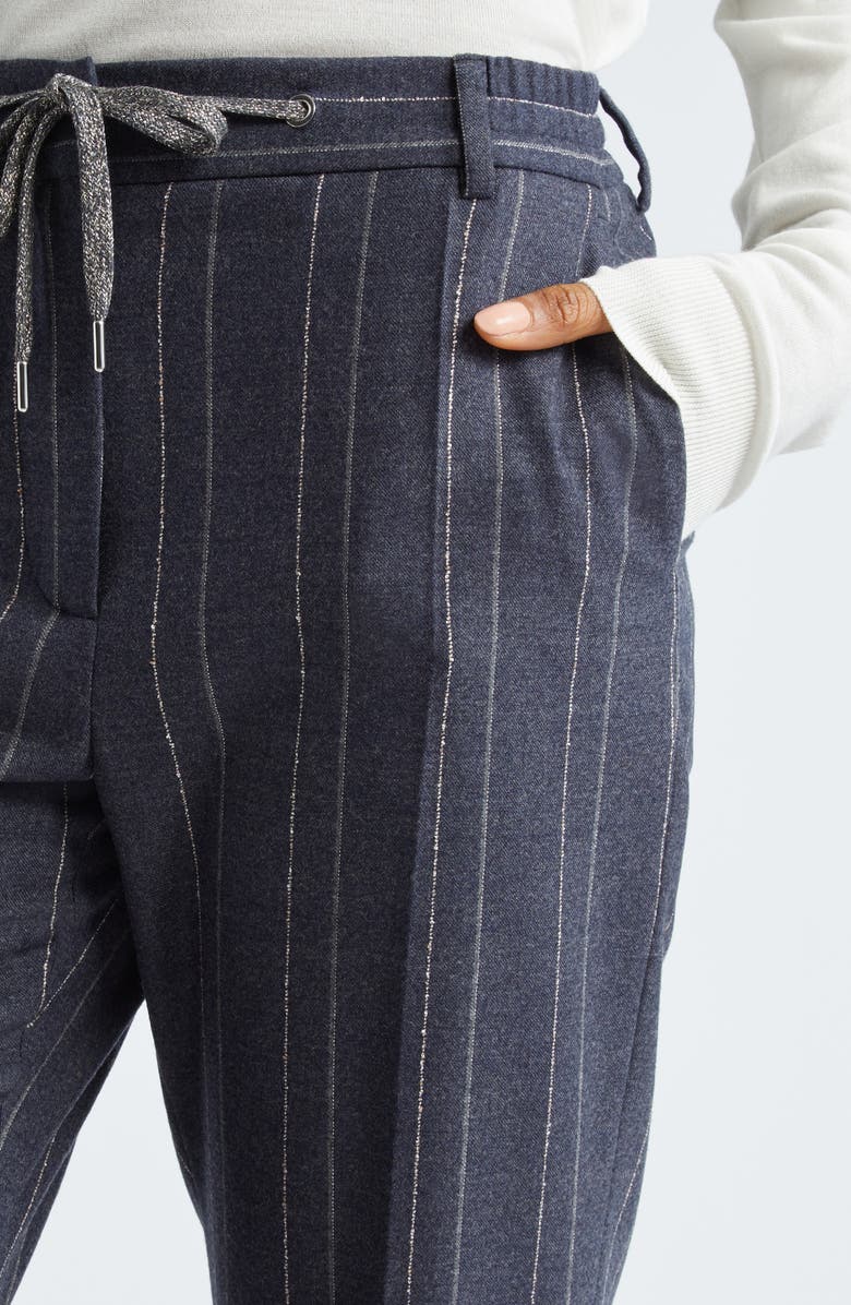 Eleventy Pinstripe Sparkle Stretch Virgin Wool Pants, Alternate, color,