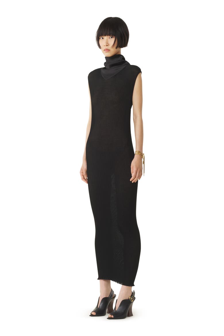Pleated Jersey Dress, Alternate, color, Black